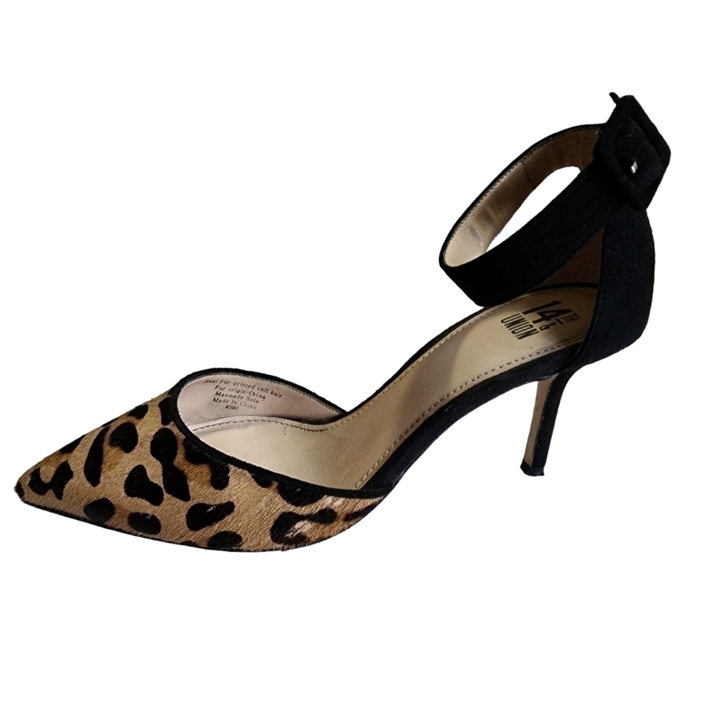 14th & Union Real Fur Printed Calf Hair Heels - 8.5M